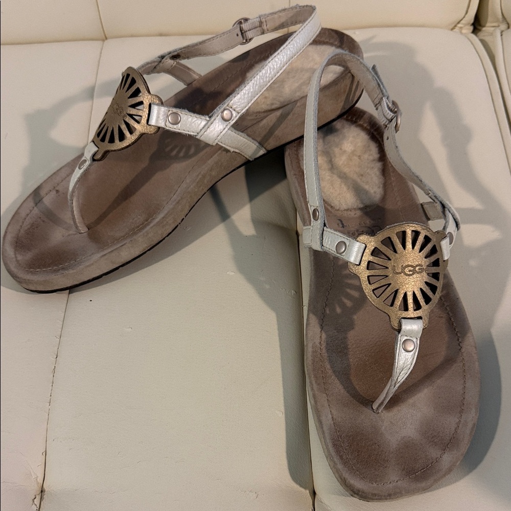 UGG Women's Metallic and Tan Sandals